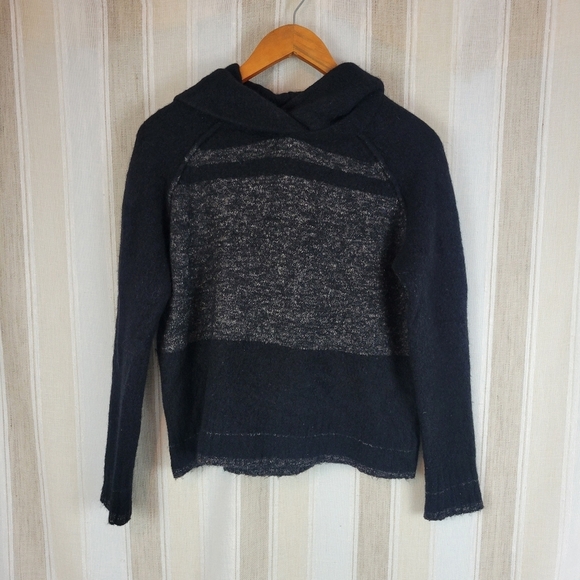 James Perse Y/Osemite Wool Blend Hooded Sweater Black Gray Size 0/Extra Small - Picture 1 of 9